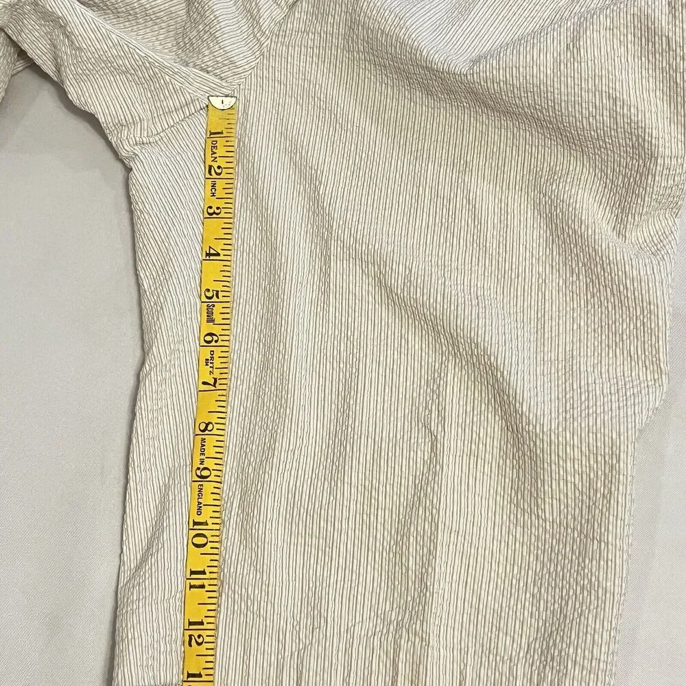 Harve Benard Bermuda‎ Shorts Womens 16P Beige/Brown Seersucker Flat Front Casual
